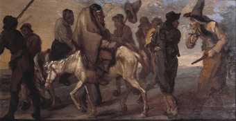 Francis Le Piper ?16401695 Hudibras and Ralph taken Prisoner c.1664-77 Oil paint on panel 232 x 432 mm T00248
