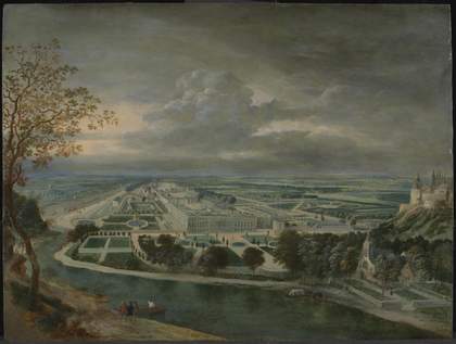 Jan Griffier the Elder c.1645‒1718 View of Hampton Court Palace c.1700 Oil paint on panel 381 x 505 mm T00408