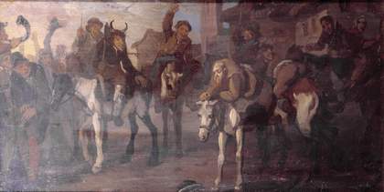 Fig.1 Francis Le Piper ?16401695 Hudibras’s Discomfiture at the Hands of the Skimmington c.1664-77 Oil paint on panel 232 x 438 mm T00621