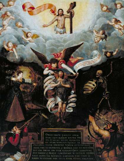 Fig.1 British School 16thC, An Allegory of Man 1596 or after Oil paint on panel 570 x 514mm T05729