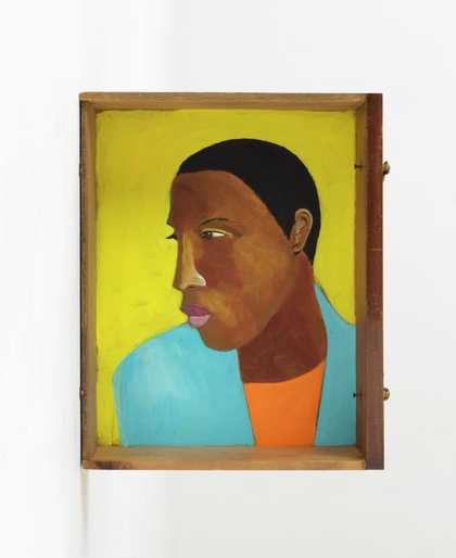 Drawer with young man painted on the base