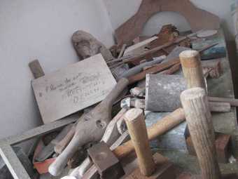 Tools on a workbench in the stone-carving studio, Barbara Hepworth Museum and Sculpture Garden, St Ives, 2010