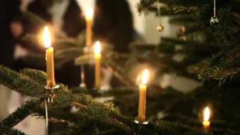 candles on a Christmas tree