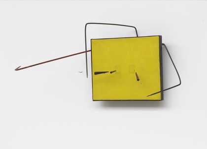 Takis, Telepainting, 1959, acrylic paint on canvas, magnets, nylon thread and steel, 28 × 61 × 35 cm