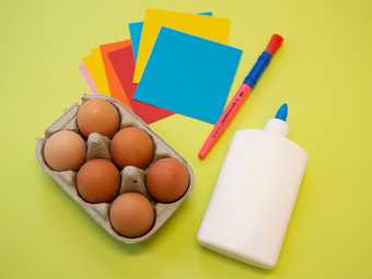 Materials for collage on eggs 