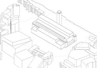 Architectural concept drawing showing a plan of the existing Tate Modern building