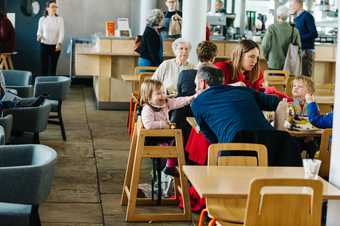 Families in the cafe