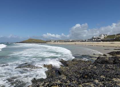 Porthmeor Beach at St Ives on a sunny day
