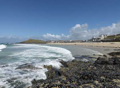 Porthmeor Beach at St Ives on a sunny day