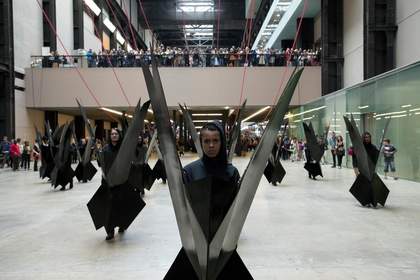 Close up of performers at the BMW Tate Live: Up Hill Down Hall: An Indoor Carnival