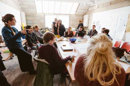 Young people meeting around a table in St Ives