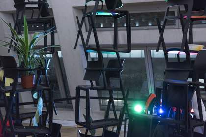 Photograph of interior with lights