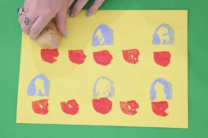 Photograph of potato printing activity