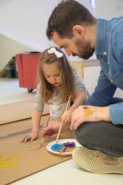 Parent and child during a workshop