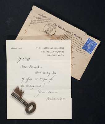 The door key to the Piccadilly Underground store, enclosed in a letter to Tate