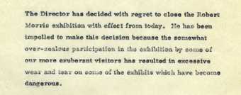Draft press release concerning the closure of Robert Morris 7 May 1971 (detail)