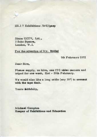 Michael Compton, letter to Dixon CCTV, 9 February 1972