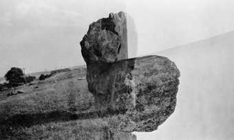 Black and white negative, Avebury stone (double exposure) 1933