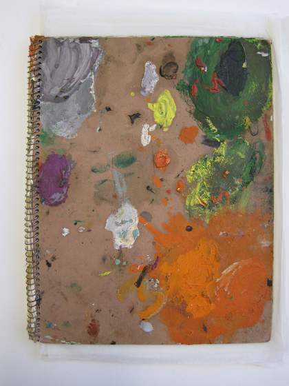 Graham Sutherland sketchbook cover with paint marks