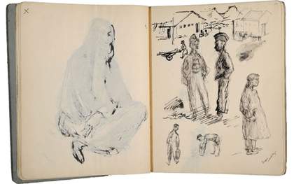 James Boswell Untitled, six studies of men and boys from a sketchbook covering Boswell's posting to Iraq 1942–3 Ink on paper; sp