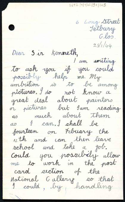 Letter from Marcus Burton to Kenneth Clark