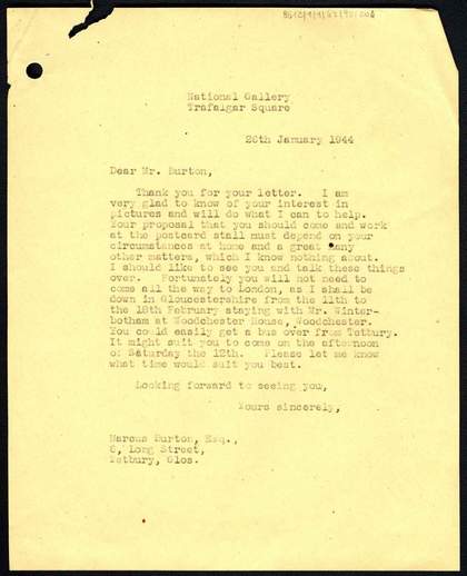 Letter from Kenneth Clark to Marcus Burton