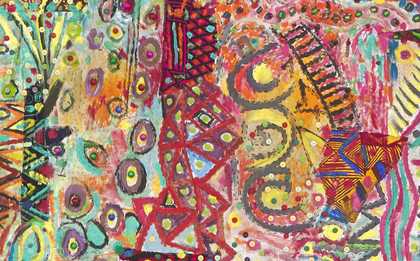 detail of Pacita Abad's work The sky is falling, the sky is falling