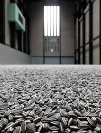 The Unilever Series: Ai Weiwei Sunflower Seeds 2010 the interior of the Turbine Hall at Tate Modern with Ai Weiwei's installation of sunflower seeds