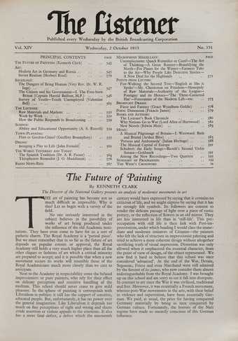 Kenneth Clark, 'The Future of Painting', Listener, 2 October 1935