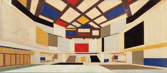 Theo van Doesburg Colour design for university hall in perspective towards the staircase 1923