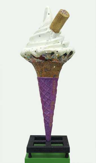 Chila Kumari Burman, Eat Me Now (a sculpture of an ice cream cone covered in sequins and embellishments) 