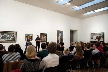 Tim Etchells and FormContent, It’s moving from I to It – The Play 2014; group of people in gallery