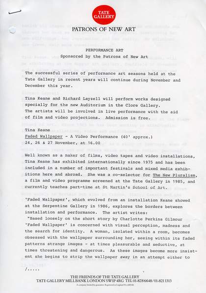 Tina Keane, Faded Wallpaper 1986