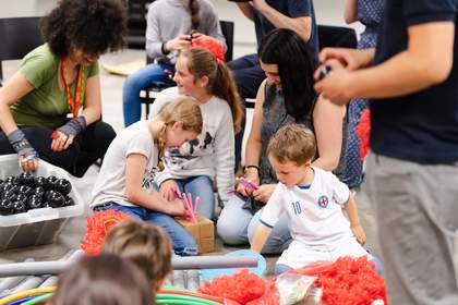 Photograph of young people in a workshop at Tate Modern