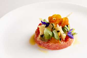 tomato tartar on a plate 