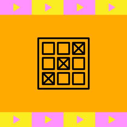 A bingo sheet with three crosses marked on it, with an orange background