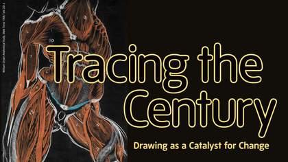 Exhibition banner for Tracing the Century: Drawing as a Catalyst for Change, an exhibition at Tate Liverpool 16 November 2012 – 20 January 2013