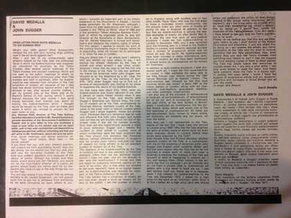 Open letter from David Medalla to Sir Norman Reid exhibited at Documenta 5, 1972