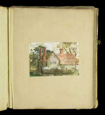 Mounted painting of a house from the scrapbook of Thomas Cooper Gotch and Henry Scott Tuke