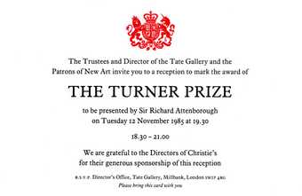 Turner Prize 1985 Invitation