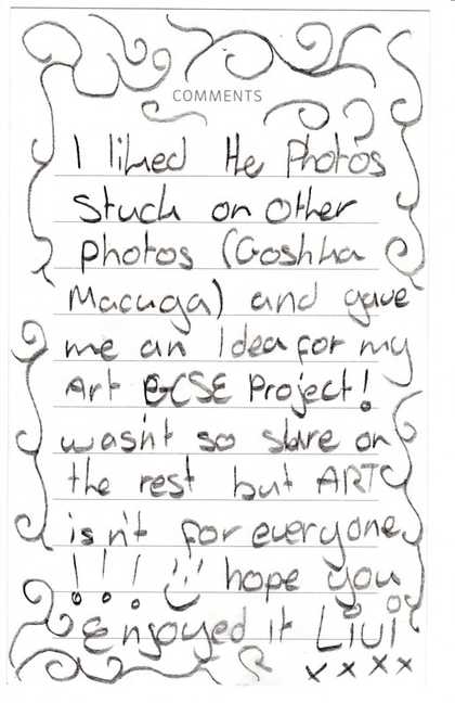 Comment card, Turner Prize exhibition, 2008