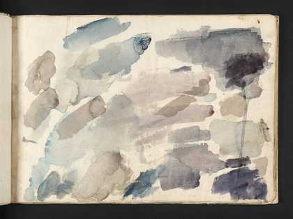 Purple and blue colour washes from a page in Turner's sketchbook