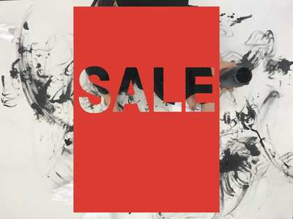 Live drawing with SALE sign