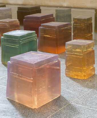 close-up photograph of resin colour blocks
