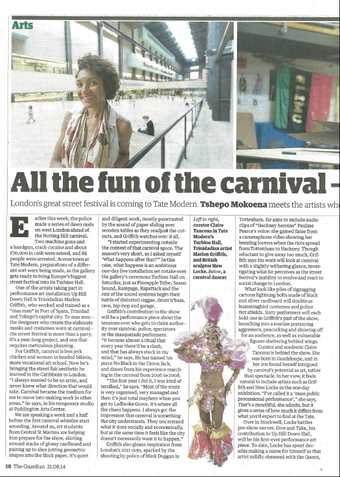Tshepo Mokoena, 'All the fun of the carnival – with added turbine power', Guardian, 21 April 2014