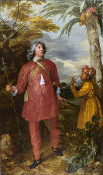 Anthony Van Dyck William Fielding 1st Earl of Denbigh c.1635 to 1636 portrait of a man walking through tropical jungle as an explorer 