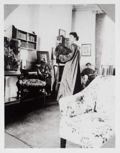 Photograph of Vanessa Bell painting Lady Robert Cecil