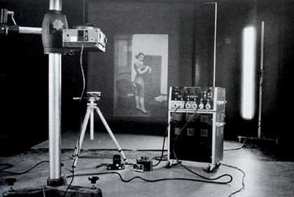Studio during the shooting of Office at Night, 1986