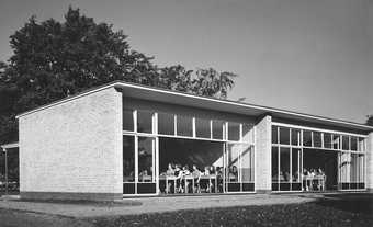 View of the classroom wing at Impington Village College, Cambridgeshire, designed by Walter Gropius and Maxwell Fry, 1938–9