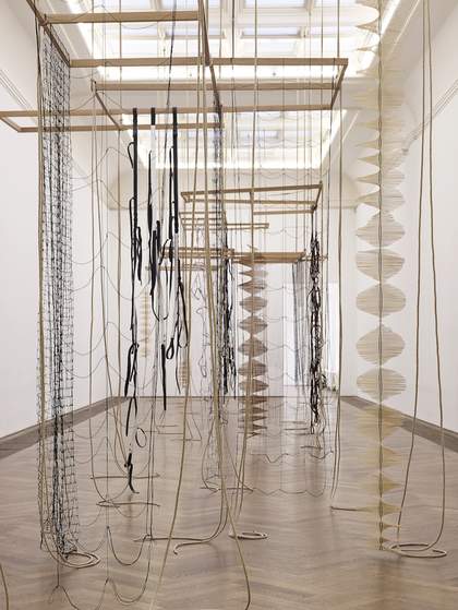 View of the exhibition Leonor Antunes the last days in Chimalistac at Kunsthalle Basel, 2013 - Courtesy Leonor Antunes and Kunsthalle Basel, photo Nick Ash